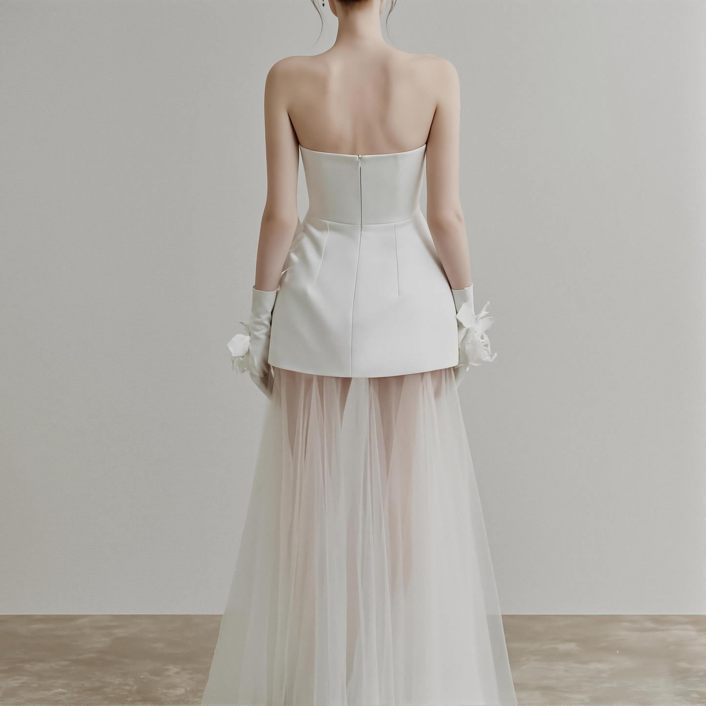 Light Luxury Niche New Year Engagement Dress Birthday Party Small White Dress License Photo Tour Short Tube-length Light Wedding Dress