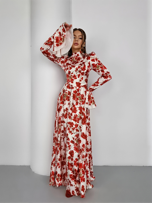 New Printed French Floral Slim-fit Strap Dress