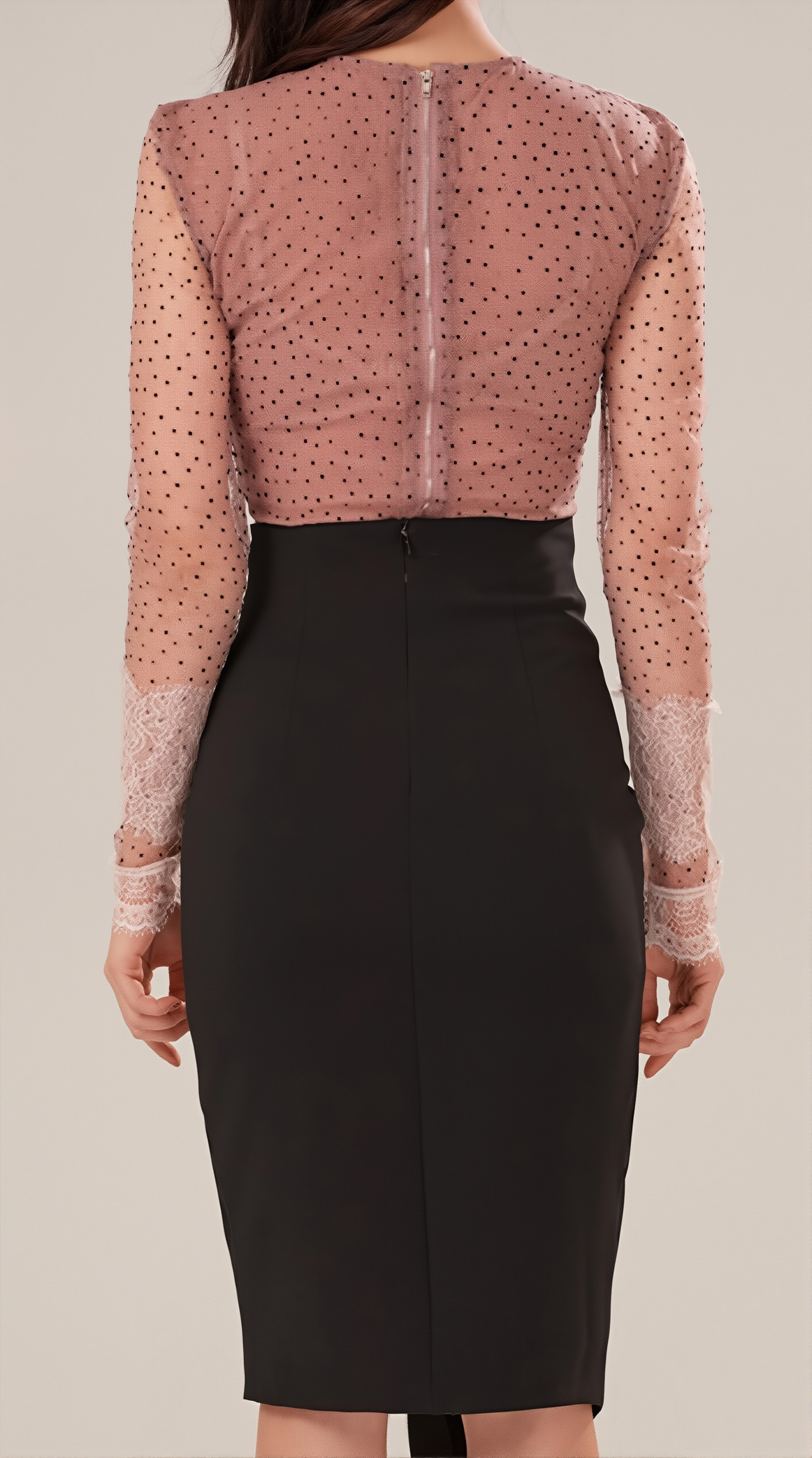 Sexy Mesh Top & Slit Skirt Set - Summer Polka Dot Slim Fit Two-Piece Outfit