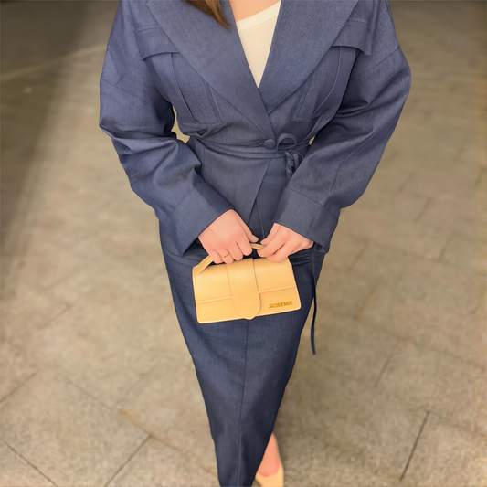 Women's New Lace-up Long Sleeve Elegant Long Sleeve Skirt Suit