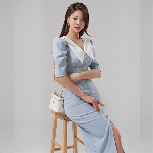 Spring New Socialite Two-Piece Set - V-Neck Top & Hip Slim Fit Skirt for Women