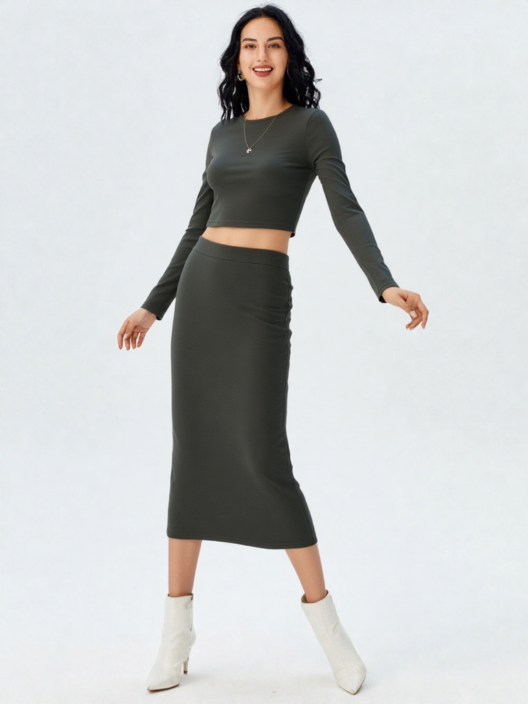 Sexy Round Neck Padded Base Skirt Suit
