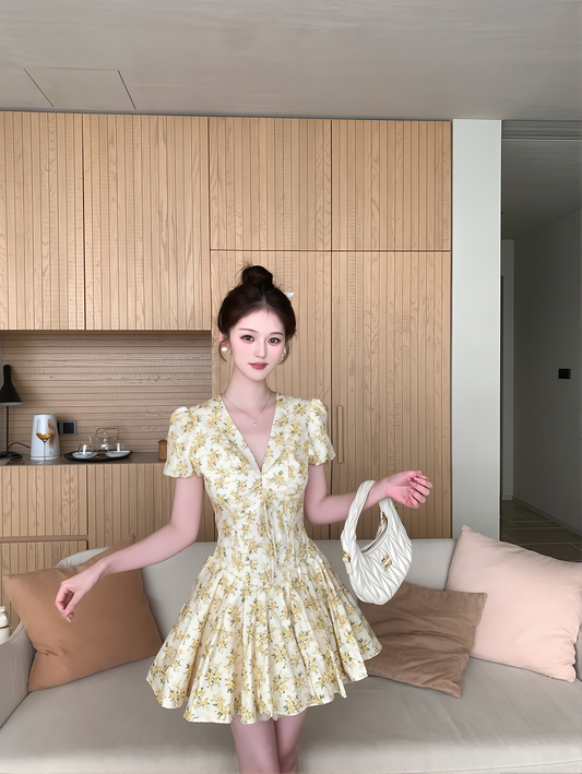 Super Pretty And Cute Floral Dress 2025 New Elegant Women's Spring Wear French Age-Reducing Waist Ins