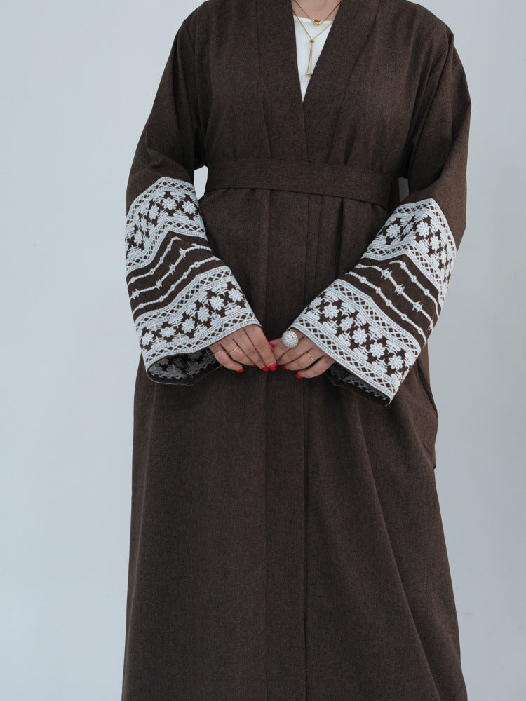 2025 Muslim Dubai Middle East Turkey Dubai Embroidered Elegant Cardigan Robe Abaya Women Dress