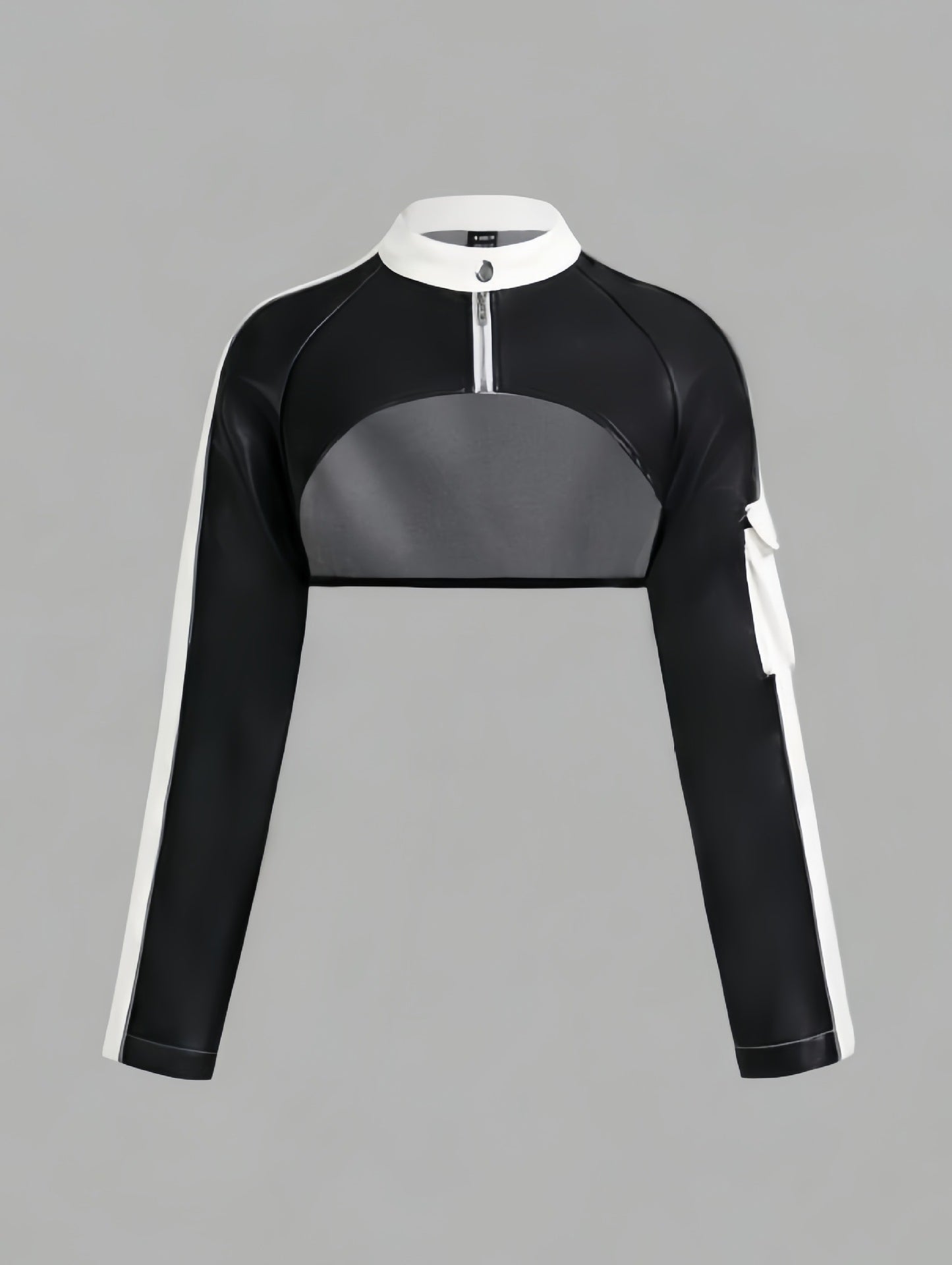 The Rogue Rider Jacket: Color Block Motorcycle Style with Stand Collar & Zipper