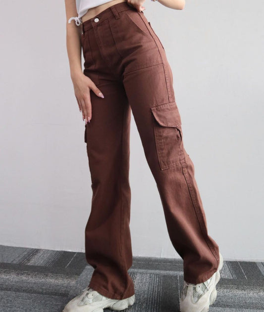 All-match Casual Pants Mid-waist Three-dimensional Pocket Pants Waist Overalls