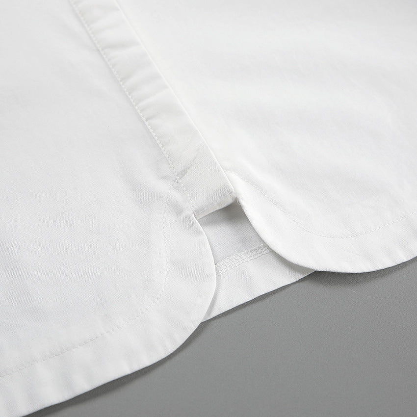Autumn And Winter New White Simple Niche Shirt Design Sense Short Lapel Women