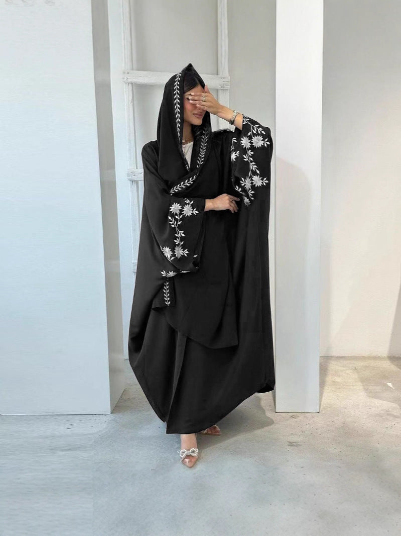 2025 New Foreign Trade Cross-Border E-Commerce Unique Arabic Embroidered Robe Fashionable Outer Wear Abaya Robe