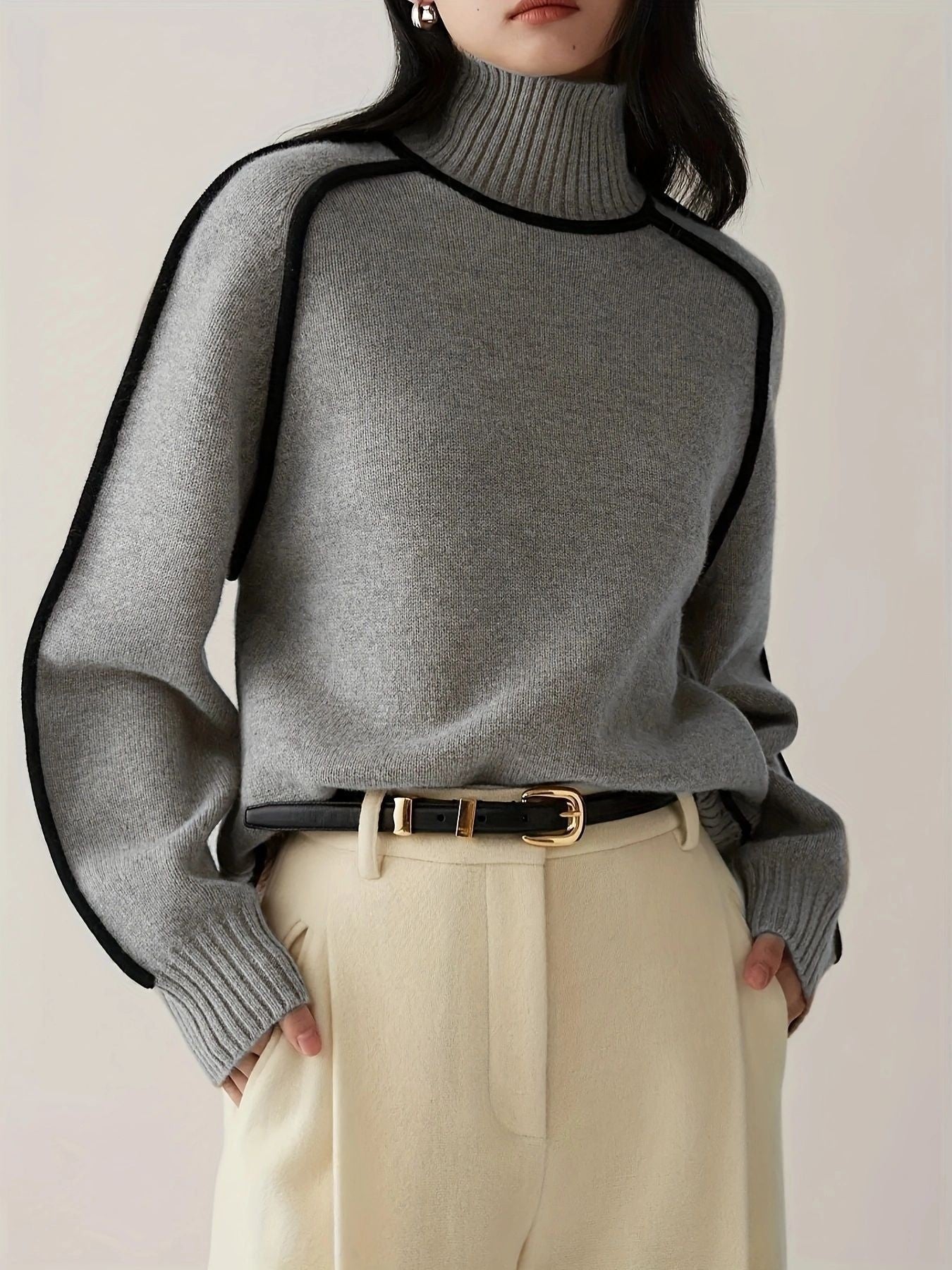"Counter Authentic" Maillard Autumn And Winter Thin Slim Casual Loose Pullover Knitted Lazy Style Sweater For Women