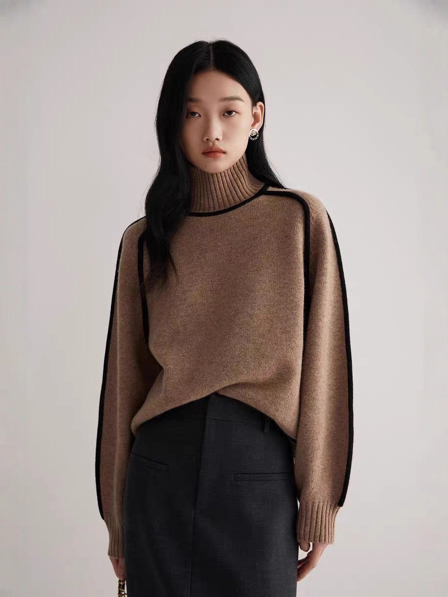 "Counter Authentic" Maillard Autumn And Winter Thin Slim Casual Loose Pullover Knitted Lazy Style Sweater For Women