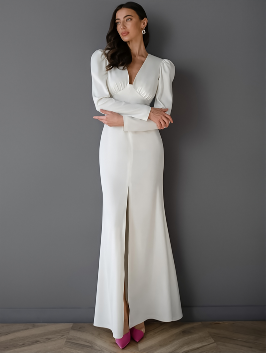 Dress Cross-Border New Hot Selling Niche Puff Sleeve White Long Skirt