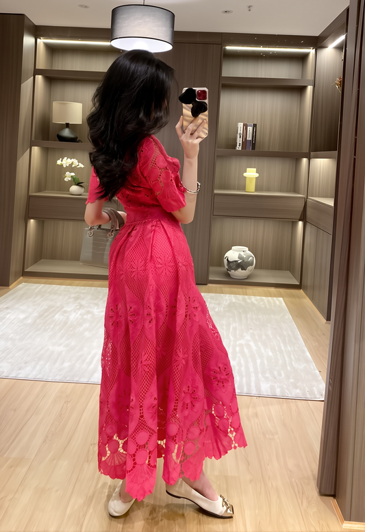 New Waist Fashion Short Sleeve Women's Large Swing Skirt