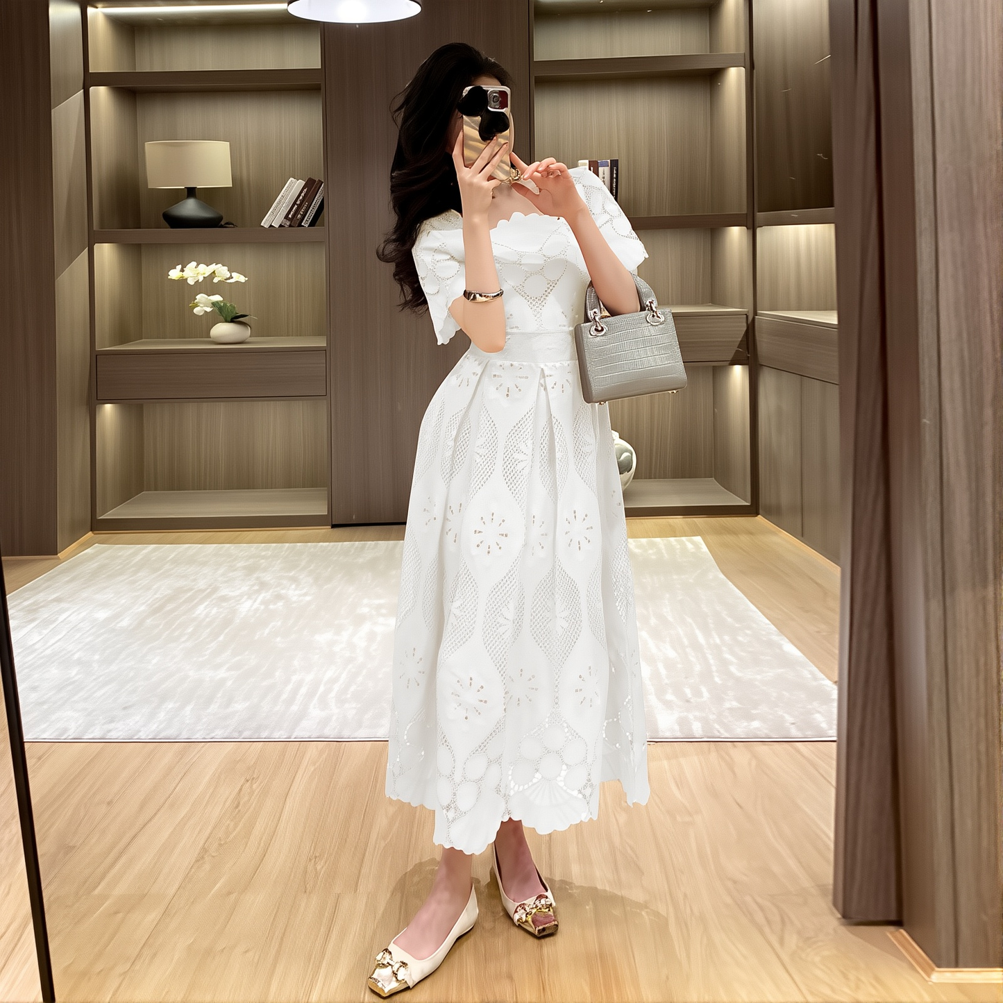 New Waist Fashion Short Sleeve Women's Large Swing Skirt