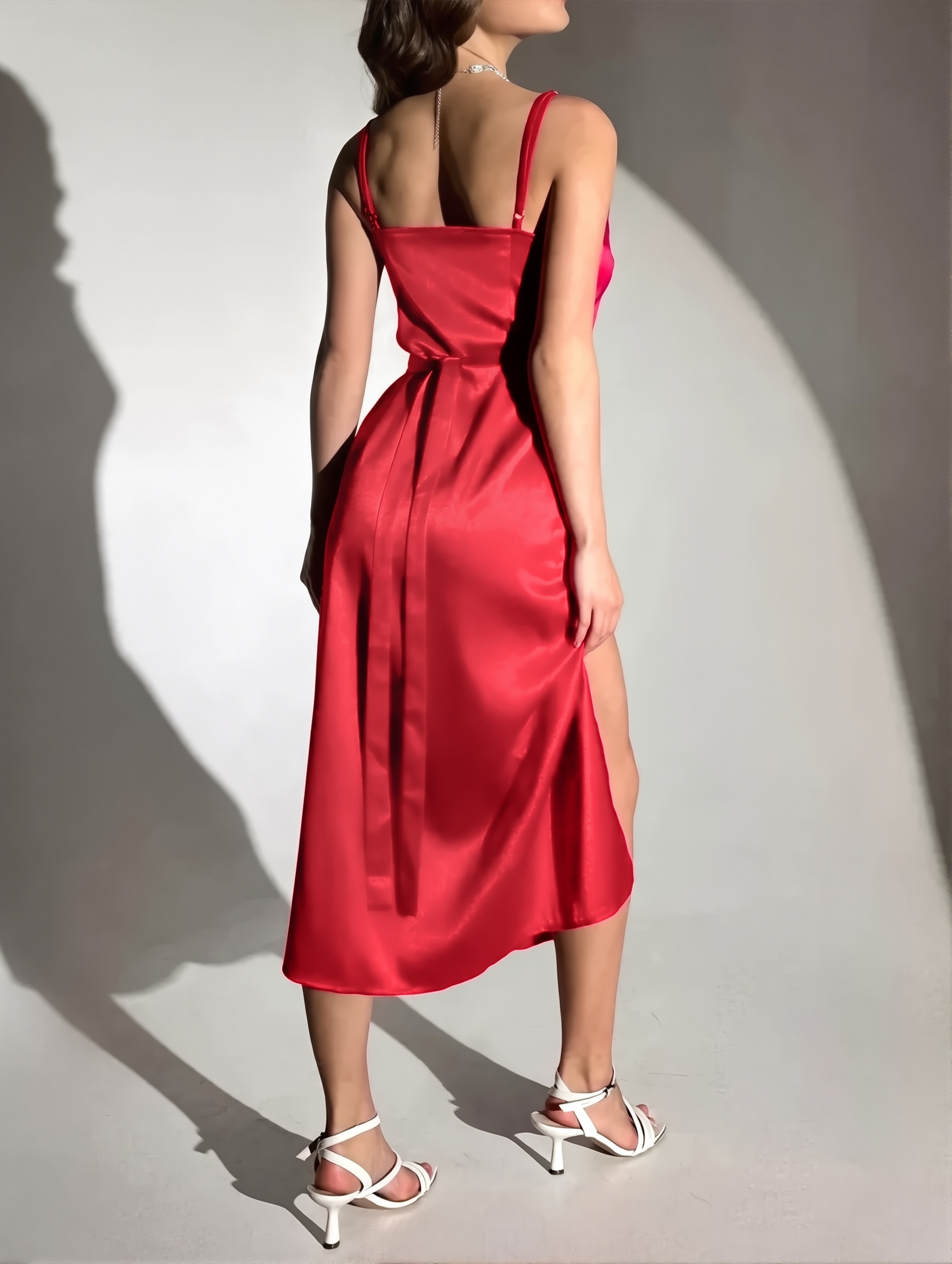 High-grade silky satin sling dress spring/summer wildberries Russian temperament dress