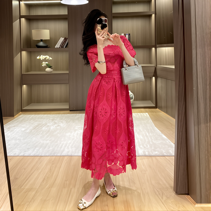 New Waist Fashion Short Sleeve Women's Large Swing Skirt