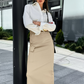 Design Sense Split High Waist Slim-fit Elegant Skirt Autumn And Winter New Niche All-match Solid Color Long Skirt