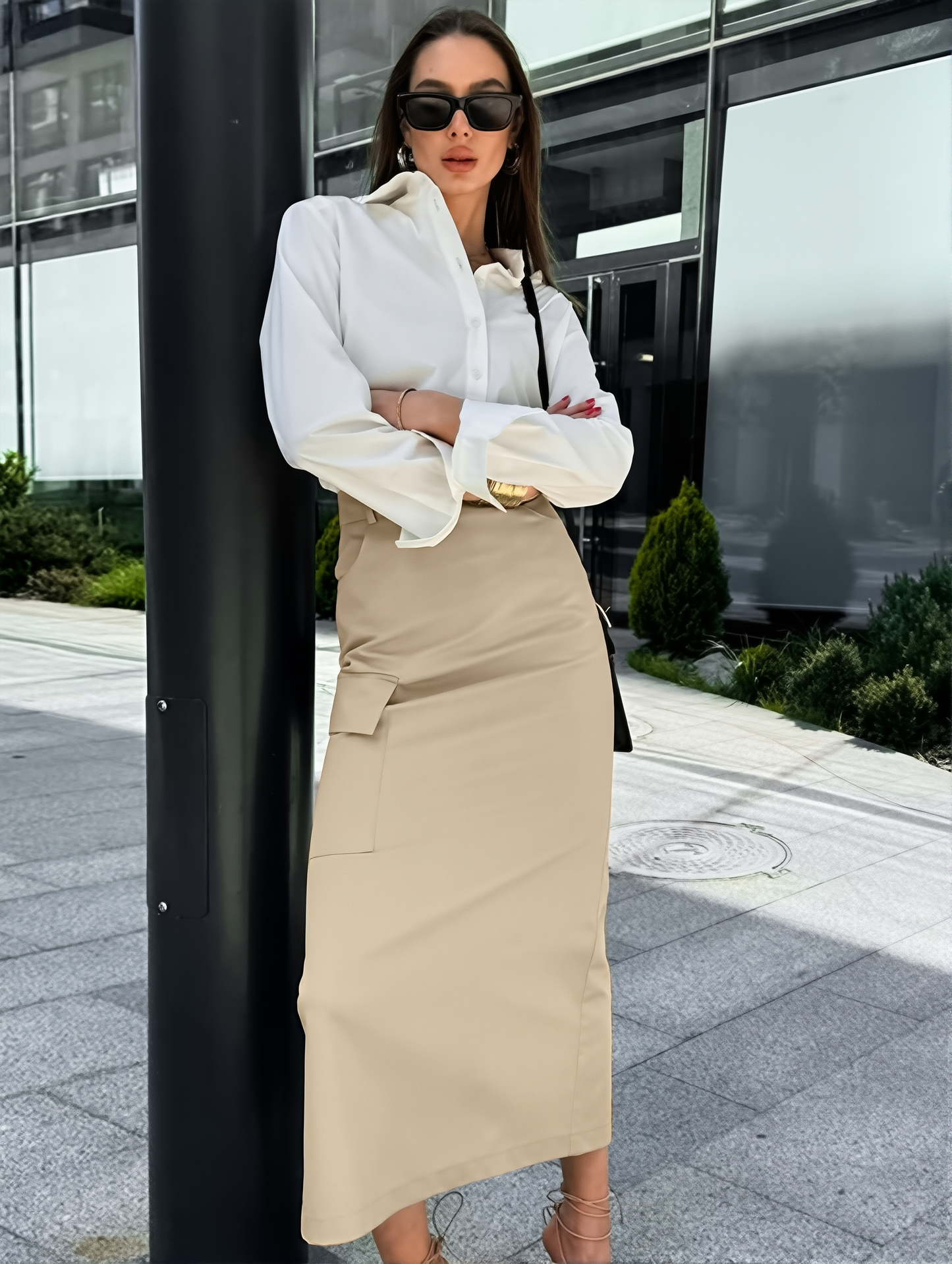 Design Sense Split High Waist Slim-fit Elegant Skirt Autumn And Winter New Niche All-match Solid Color Long Skirt