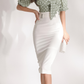 Summer Korean Polka Dot Two-Piece Set - Ribbon Lantern Sleeve Shirt & High Waist Skirt