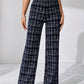 Woven Plaid High Waist Straight Women's Pants