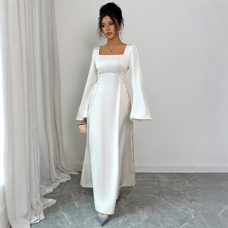 Advanced Solid Color Long Sleeve Dress Women's Clothing