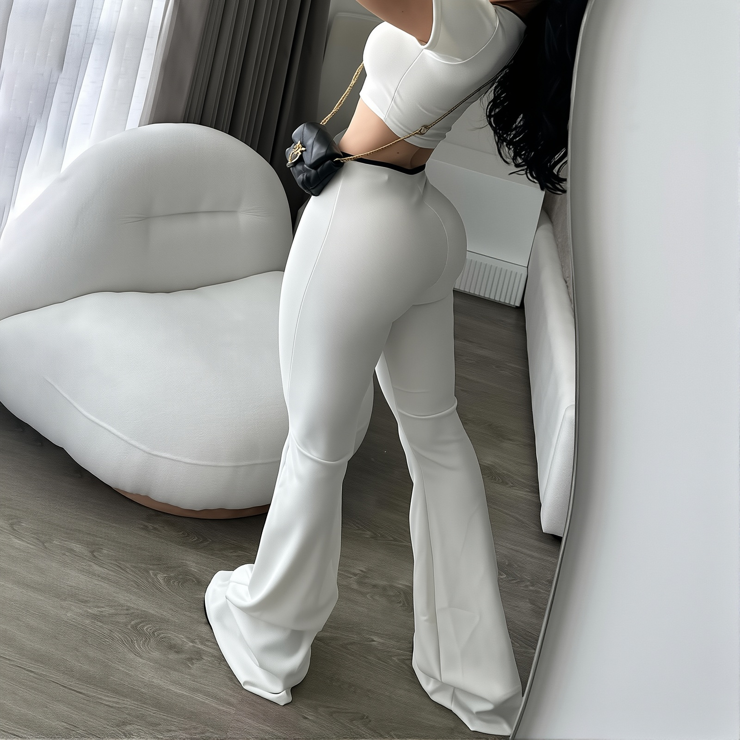 Women's Wear Spring And Summer Big Square Collar Short Navel Low Waist Micro Horn Slimming Knitted Suit