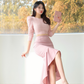 Korean Style Slim-Fitting Top And Fashionable Waist-Cinching Fishtail Skirt Two-Piece Set