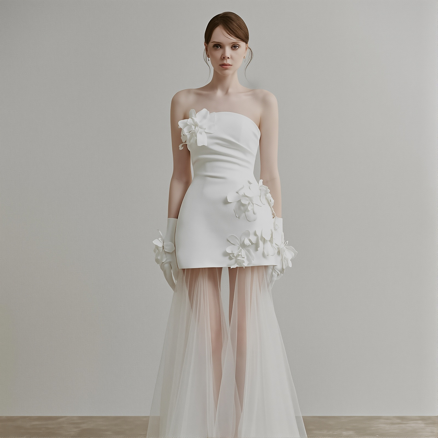 Light Luxury Niche New Year Engagement Dress Birthday Party Small White Dress License Photo Tour Short Tube-length Light Wedding Dress