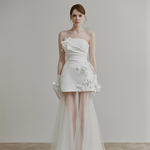 Light Luxury Niche New Year Engagement Dress Birthday Party Small White Dress License Photo Tour Short Tube-length Light Wedding Dress