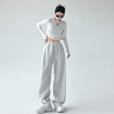 Casual Straight-leg High Waist Slimming Wide Leg Pants