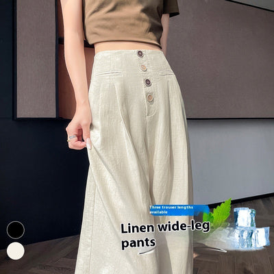 Women's Cotton And Linen Wide-leg Pants Loose Drooping Casual Straight Pants