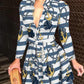 Fashion European And American Digital Printing V-Neck Tie Waist Dress Women