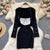 Sweet Knit Dress Dress Women's Bowknot Sling Pure Color