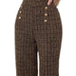 Versatile Classic Style Plaid Double-breasted Tweed High Waist Slimming Wide-leg Pants