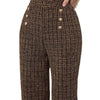 Versatile Classic Style Plaid Double-breasted Tweed High Waist Slimming Wide-leg Pants