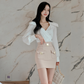 Cross-Border Set 2025 Autumn New Style Socialite Fashion V-Neck Long-Sleeve Top + High-Waisted Pencil Skirt Two-Piece Set