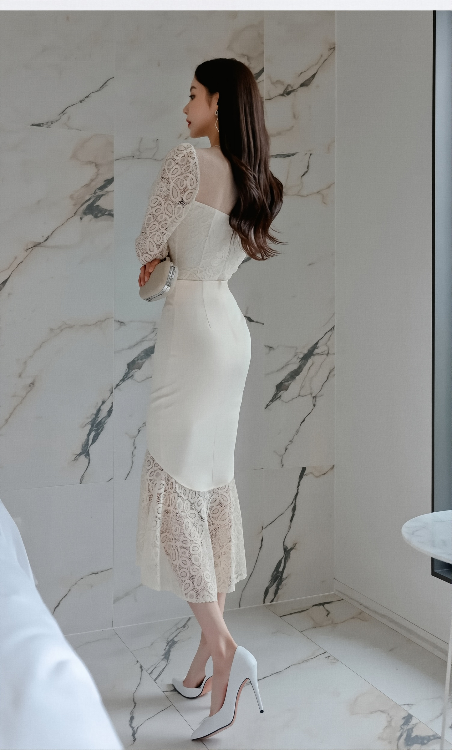 French Style Fashionable Sexy Dress 2025 Spring New Korean Style Slim Women's Lace Hip-Hugging Fishtail Skirt
