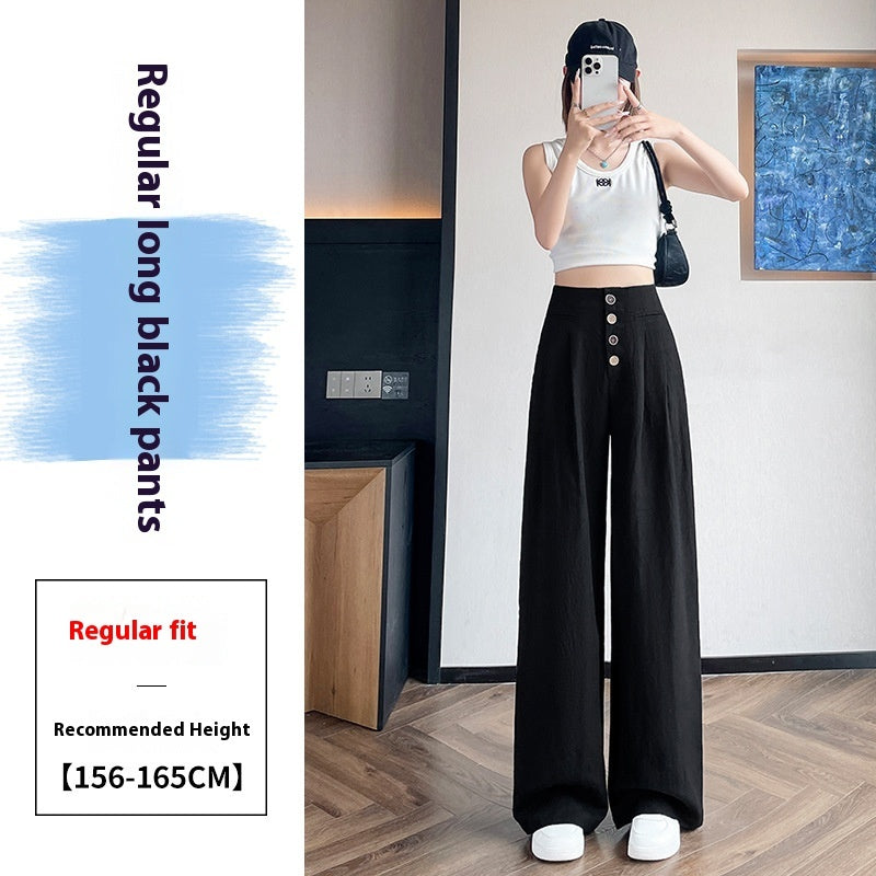 Women's Cotton And Linen Wide-leg Pants Loose Drooping Casual Straight Pants