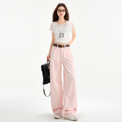Cherry Blossom Wide Leg Draping Mop Jeans