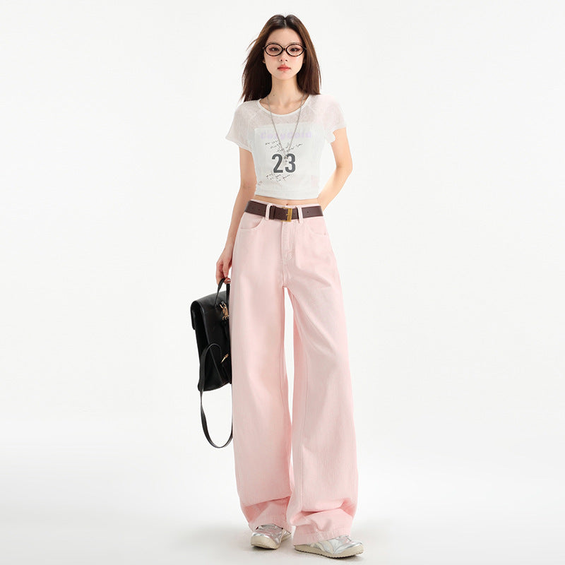 Cherry Blossom Wide Leg Draping Mop Jeans
