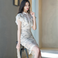 Stand-Up Collar & Lotus Sleeve Lace Dress - Ladylike Slimming Hip-Hugging Gown