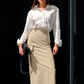 Design Sense Split High Waist Slim-fit Elegant Skirt Autumn And Winter New Niche All-match Solid Color Long Skirt