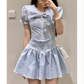 Chanel Style Two-piece Set French Tea Break Lace Double-layer Collar Short Shirt Ruffled A- Line Short Skirt Suit Women