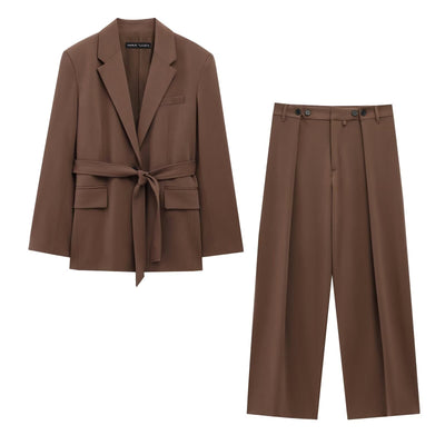 Women's Belted Blazer And Pants