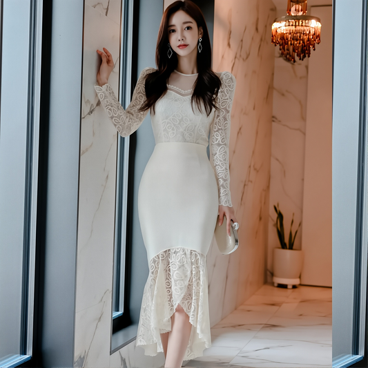 French Style Fashionable Sexy Dress 2025 Spring New Korean Style Slim Women's Lace Hip-Hugging Fishtail Skirt