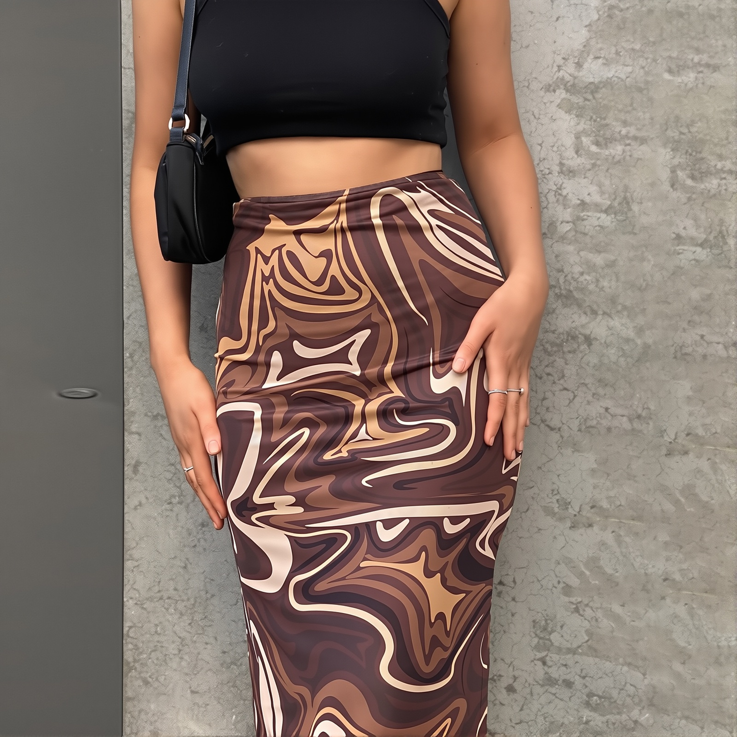 Autumn And Winter New Women& High Waist Hip Sexy Slim-Fit Elegant Printed Skirt For Women