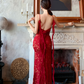 Red Lace Suspender Dress - Sexy Backless Long Vacation Maxi