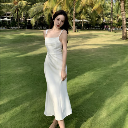 The French Riviera Vacation Dress: White Pearl & Elegance