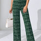 Woven Plaid High Waist Straight Women's Pants