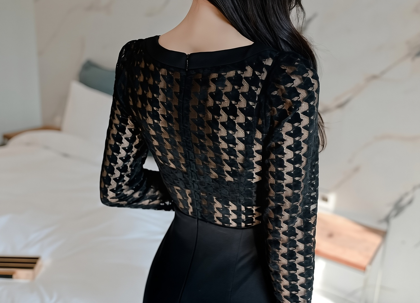 Korean Style Cut Out Dress 2025 - Fake Two-Piece Round Neck Hip-Hugging Midi for Women