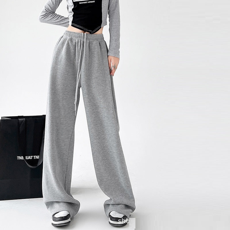 Casual Straight-leg High Waist Slimming Wide Leg Pants